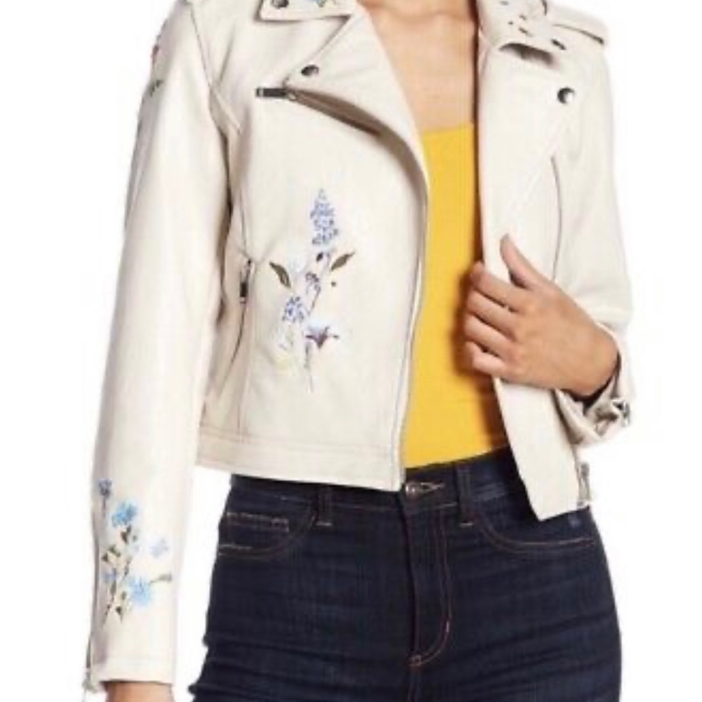 Moto Jacket 🥀 Faux leather floral Embroidered Romeo & Juliet Couture size M